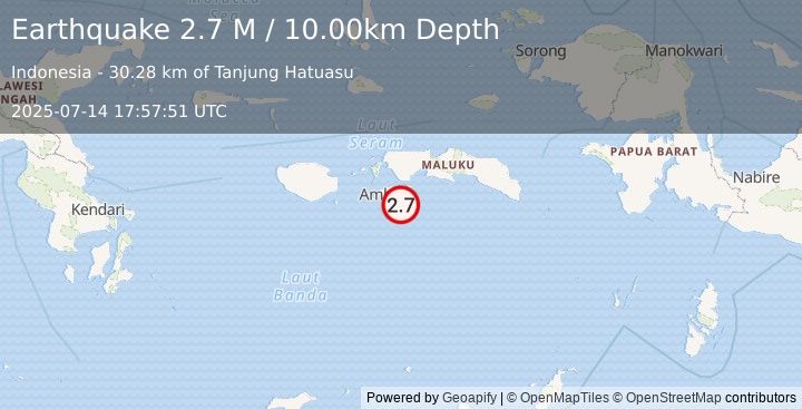Earthquake Seram, Indonesia (2.7 M) (2025-07-14 17:57:51 UTC)