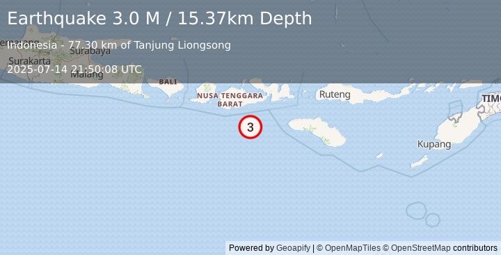 Earthquake Sumbawa Region, Indonesia (3.0 M) (2025-07-14 21:50:08 UTC)