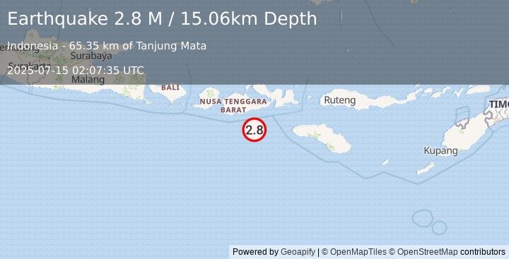 Earthquake Sumbawa Region, Indonesia (2.8 M) (2025-07-15 02:07:35 UTC)