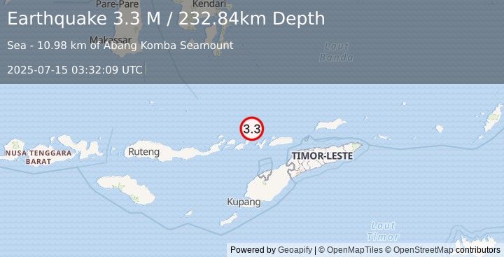 Earthquake Banda Sea (3.3 M) (2025-07-15 03:32:09 UTC)