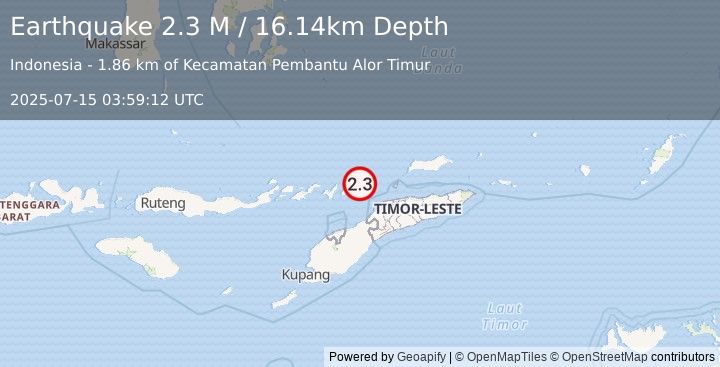 Earthquake Timor Region (2.3 M) (2025-07-15 03:59:12 UTC)