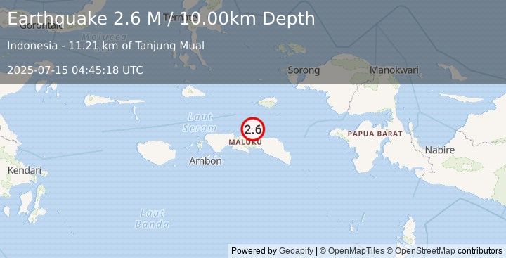 Earthquake Seram, Indonesia (2.6 M) (2025-07-15 04:45:18 UTC)