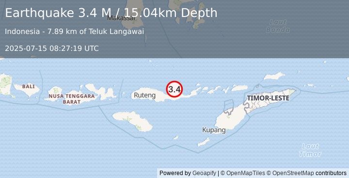 Earthquake Flores Region, Indonesia (3.4 M) (2025-07-15 08:27:19 UTC)