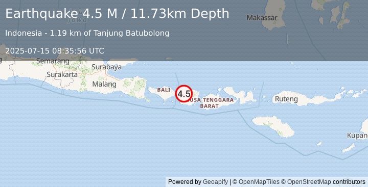 Earthquake Sumbawa Region, Indonesia (4.5 M) (2025-07-15 08:35:56 UTC)