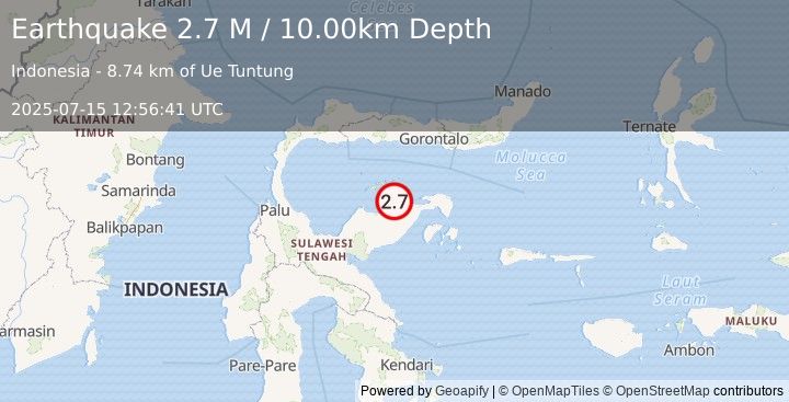 Earthquake Minahassa Peninsula, Sulawesi (2.7 M) (2025-07-15 12:56:41 UTC)