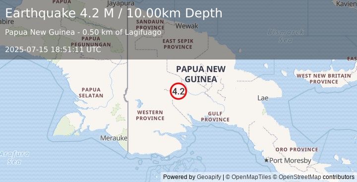 Earthquake New Guinea, Papua New Guinea (4.2 M) (2025-07-15 18:51:11 UTC)