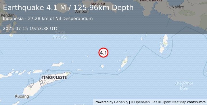 Earthquake Banda Sea (4.1 M) (2025-07-15 19:53:38 UTC)