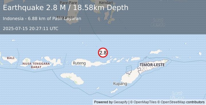 Earthquake Flores Sea (2.8 M) (2025-07-15 20:27:11 UTC)