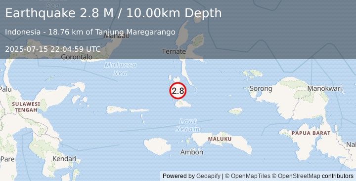 Earthquake Halmahera, Indonesia (2.8 M) (2025-07-15 22:04:59 UTC)