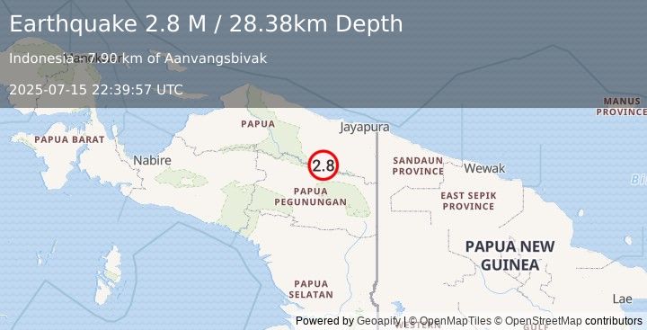 Earthquake West Papua, Indonesia (2.8 M) (2025-07-15 22:39:57 UTC)