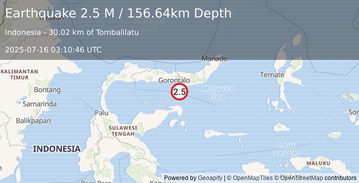 Earthquake Minahassa Peninsula, Sulawesi (2.5 M) (2025-07-16 03:10:46 UTC)