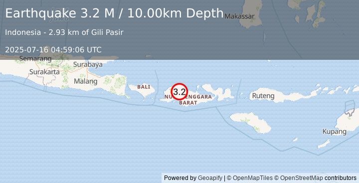 Earthquake Sumbawa Region, Indonesia (3.2 M) (2025-07-16 04:59:06 UTC)