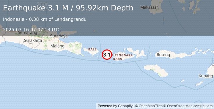 Earthquake Sumbawa Region, Indonesia (3.1 M) (2025-07-16 07:07:13 UTC)