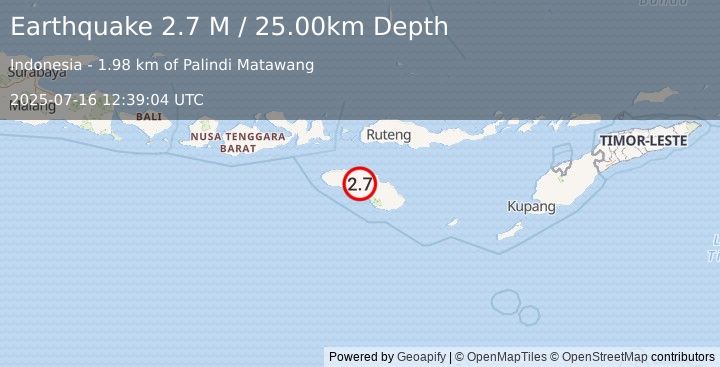 Earthquake Sumba Region, Indonesia (2.7 M) (2025-07-16 12:39:04 UTC)