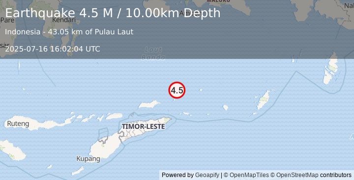 Earthquake Banda Sea (4.4 M) (2025-07-16 16:02:05 UTC)