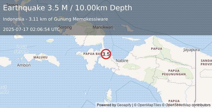 Earthquake West Papua Region, Indonesia (3.5 M) (2025-07-17 02:06:54 UTC)