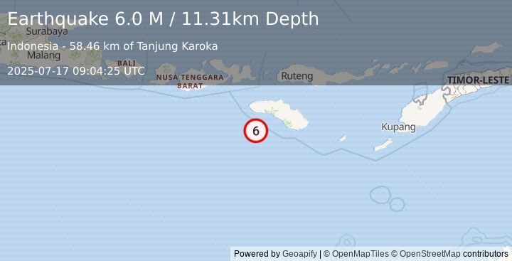 Earthquake Sumba Region, Indonesia (5.7 M) (2025-07-17 09:04:26 UTC)