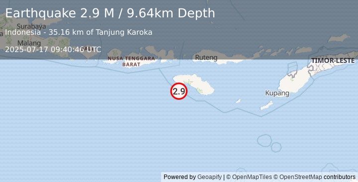 Earthquake Sumba Region, Indonesia (3.0 M) (2025-07-17 09:40:47 UTC)