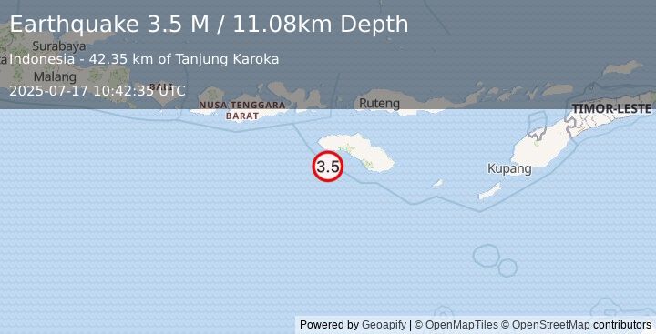 Earthquake Sumba Region, Indonesia (3.6 M) (2025-07-17 10:42:36 UTC)
