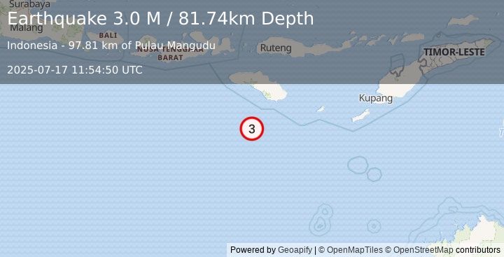 Earthquake South of Sumba, Indonesia (3.0 M) (2025-07-17 11:54:50 UTC)