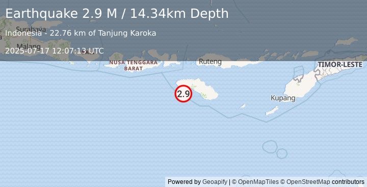 Earthquake Sumba Region, Indonesia (2.9 M) (2025-07-17 12:07:13 UTC)