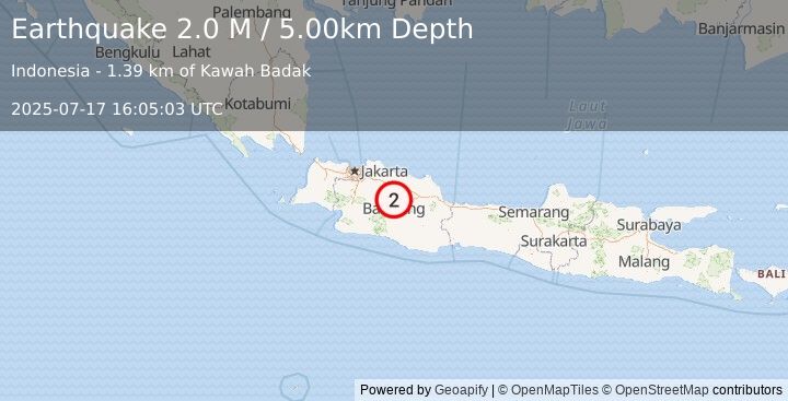 Earthquake Java, Indonesia (2.3 M) (2025-07-17 16:04:59 UTC)