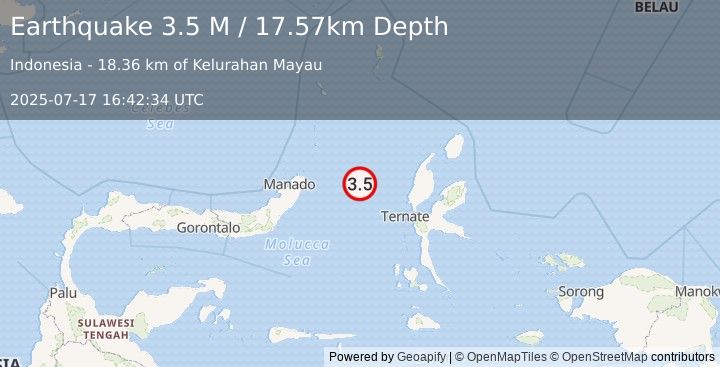 Earthquake Northern Molucca Sea (3.5 M) (2025-07-17 16:42:34 UTC)
