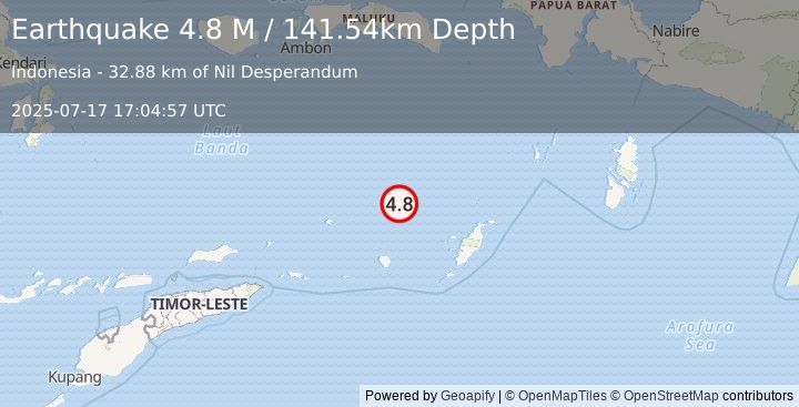 Earthquake Banda Sea (4.8 M) (2025-07-17 17:04:57 UTC)