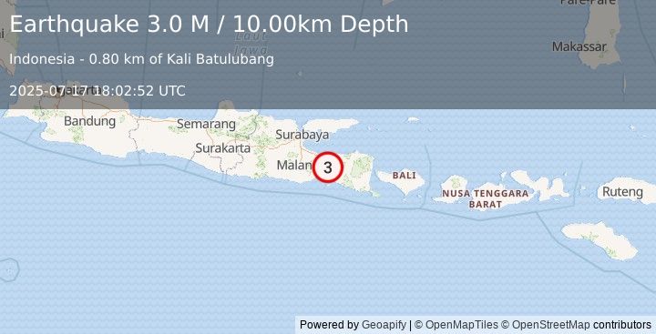 Earthquake Java, Indonesia (3.0 M) (2025-07-17 18:02:52 UTC)
