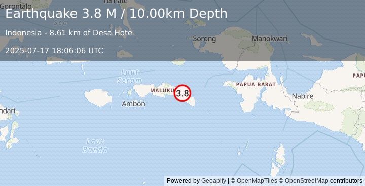 Earthquake Seram, Indonesia (3.8 M) (2025-07-17 18:06:06 UTC)