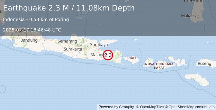 Earthquake Java, Indonesia (2.3 M) (2025-07-17 18:46:48 UTC)