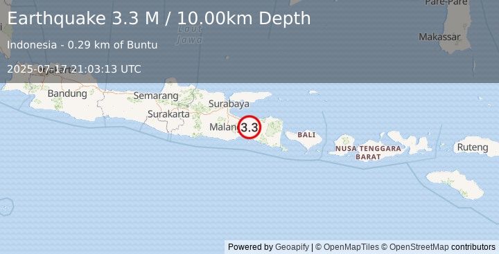 Earthquake Java, Indonesia (3.3 M) (2025-07-17 21:03:14 UTC)