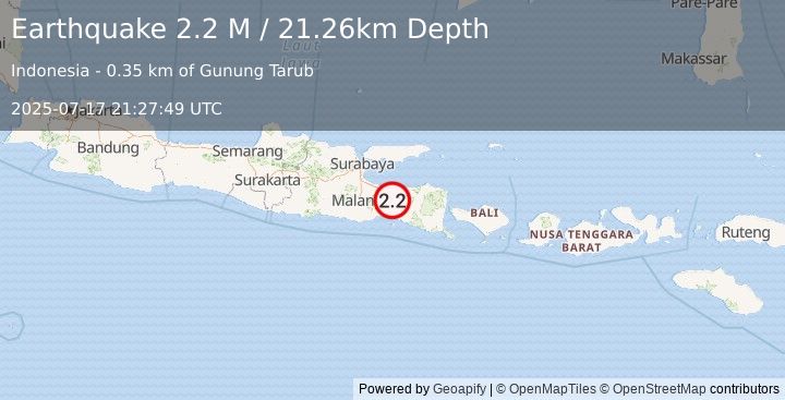 Earthquake Java, Indonesia (2.2 M) (2025-07-17 21:27:49 UTC)