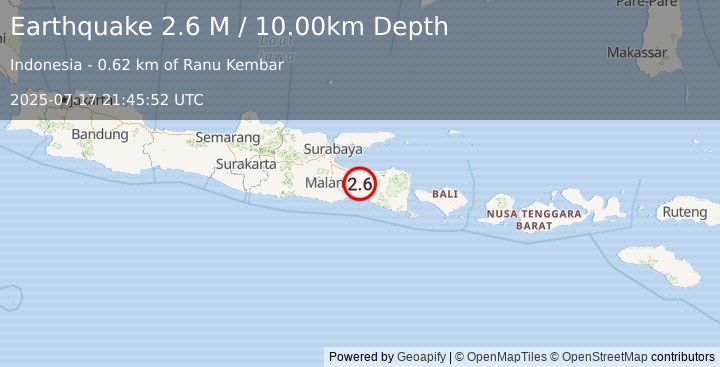 Earthquake Java, Indonesia (2.6 M) (2025-07-17 21:45:52 UTC)