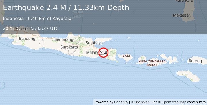 Earthquake Java, Indonesia (2.4 M) (2025-07-17 22:02:37 UTC)