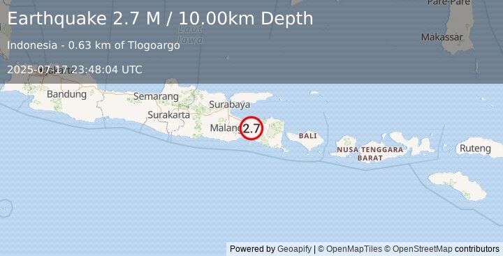 Earthquake Java, Indonesia (2.7 M) (2025-07-17 23:48:04 UTC)