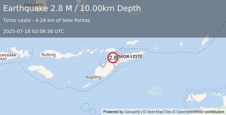 Earthquake Timor Region (2.8 M) (2025-07-18 02:06:38 UTC)