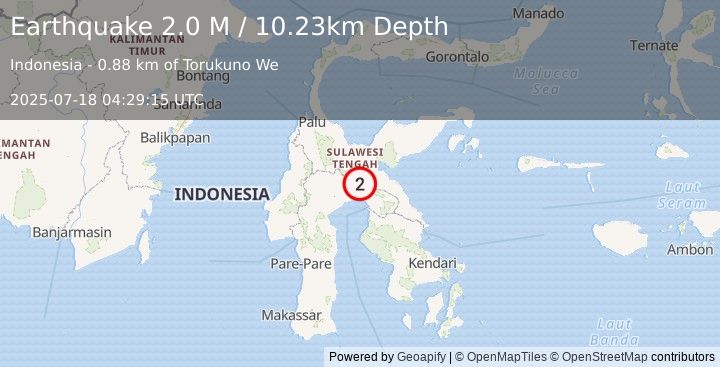Earthquake Sulawesi, Indonesia (2.0 M) (2025-07-18 04:29:15 UTC)