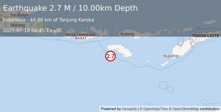 Earthquake Sumba Region, Indonesia (2.7 M) (2025-07-18 04:45:13 UTC)