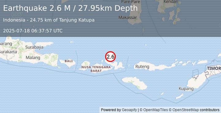 Earthquake Flores Sea (2.6 M) (2025-07-18 06:37:57 UTC)