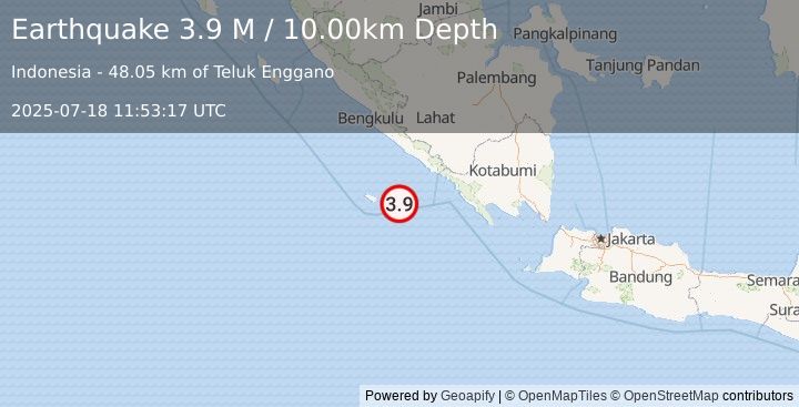 Earthquake Southern Sumatra, Indonesia (3.5 M) (2025-07-18 11:53:24 UTC)