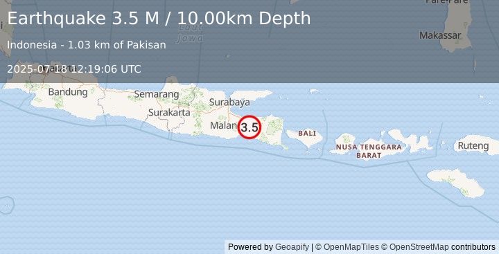 Earthquake Java, Indonesia (3.5 M) (2025-07-18 12:19:06 UTC)