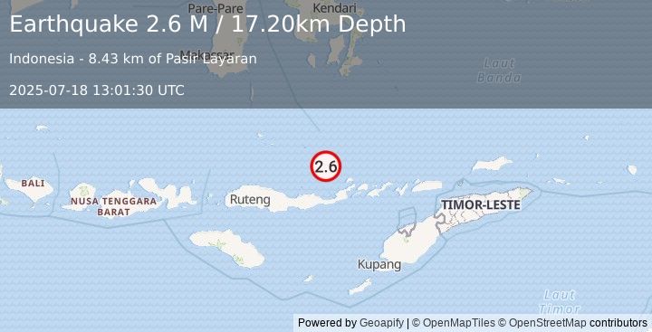 Earthquake Flores Sea (2.6 M) (2025-07-18 13:01:30 UTC)