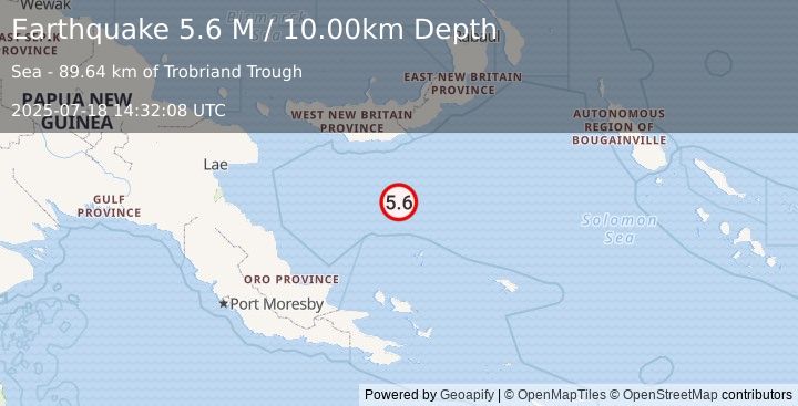 Earthquake Papua New Guinea Region (5.2 M) (2025-07-18 14:33:07 UTC)