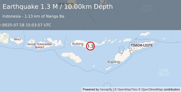 Earthquake Flores Region, Indonesia (1.3 M) (2025-07-18 15:03:57 UTC)