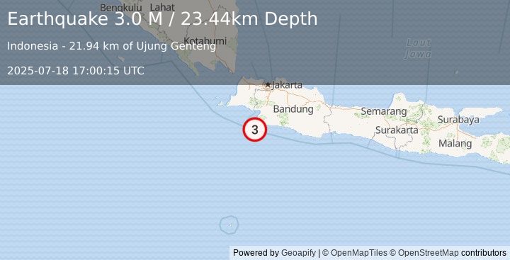 Earthquake Java, Indonesia (3.0 M) (2025-07-18 17:00:15 UTC)