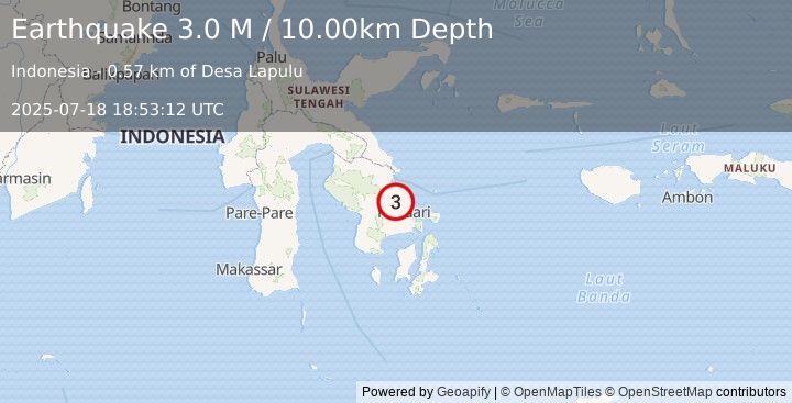 Earthquake Sulawesi, Indonesia (2.3 M) (2025-07-18 18:52:44 UTC)