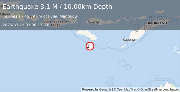 Earthquake Sumba Region, Indonesia (3.1 M) (2025-07-19 03:06:13 UTC)