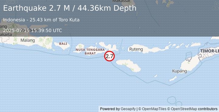 Earthquake Sumbawa Region, Indonesia (2.7 M) (2025-07-19 15:39:50 UTC)