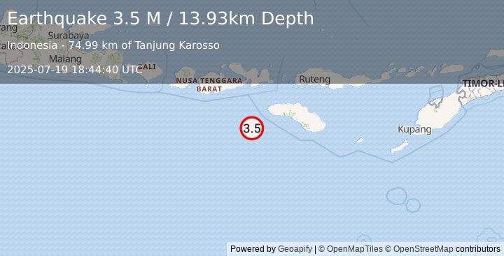 Earthquake South of Sumbawa, Indonesia (3.5 M) (2025-07-19 18:44:40 UTC)